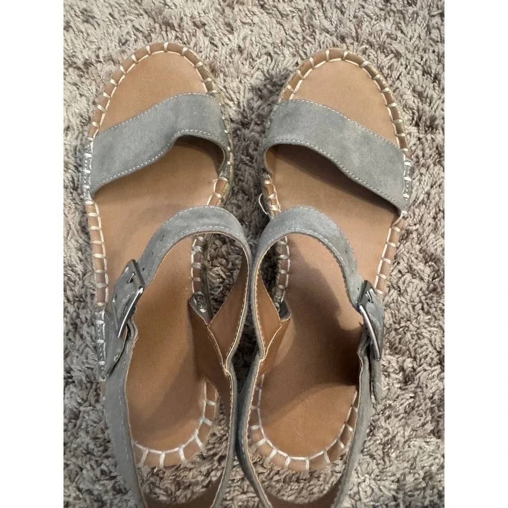 Universal‎ Thread Women's Gray Faux Suede Espadrille Platform Wedge Sandals 7.5